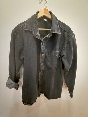 Original Style Washed Black Denim Button-Down Shirt Men’s XL